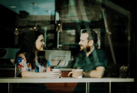Couple drinking coffee build strong relationship